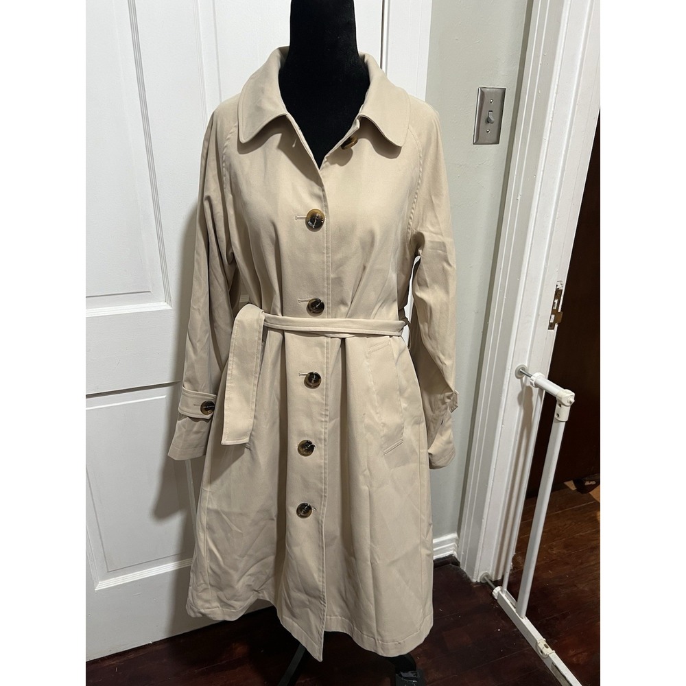 Womens Jovonna Tan Khaki Overcoat Trench Coat Size Medium